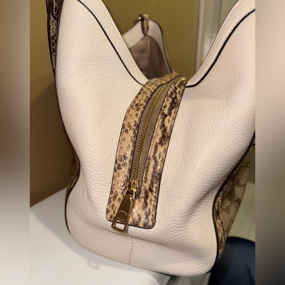 Coach Kristy Snakeskin/Logo Leather Triple Compartment Shoulder Bag with Big Box - Picture 7 of 16